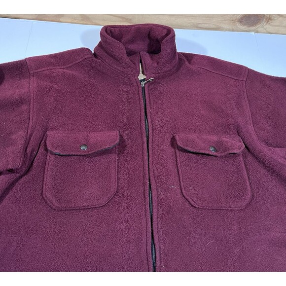 Vintage Woolrich Burgundy Full Zip Fleece Jacket Made in USA Men's Large - Picture 4 of 13